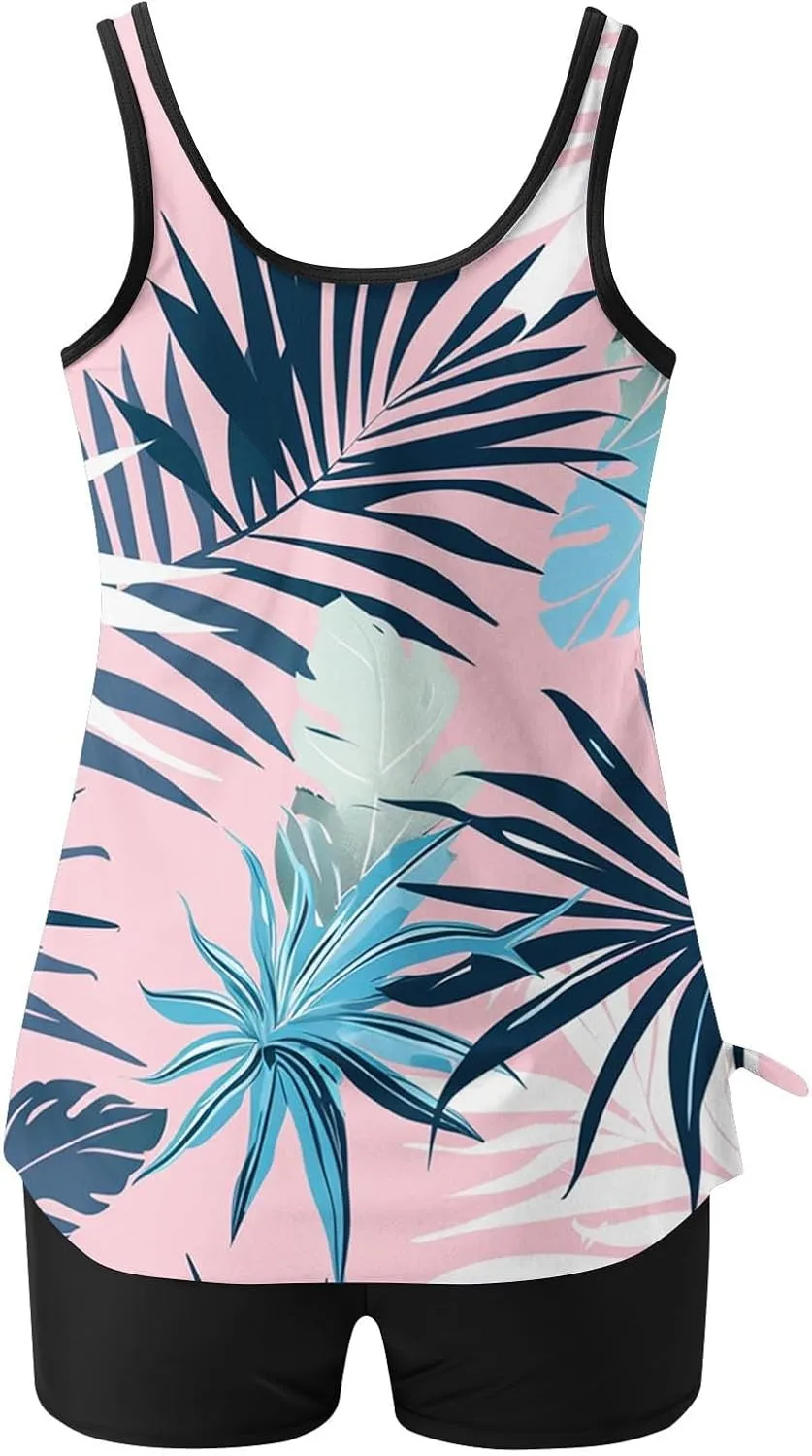 Womens Tankini Bathing Suits Two Piece Tankini Swimsuits with Shorts Plus Size High Waisted Swim Suits Tankinis 2025