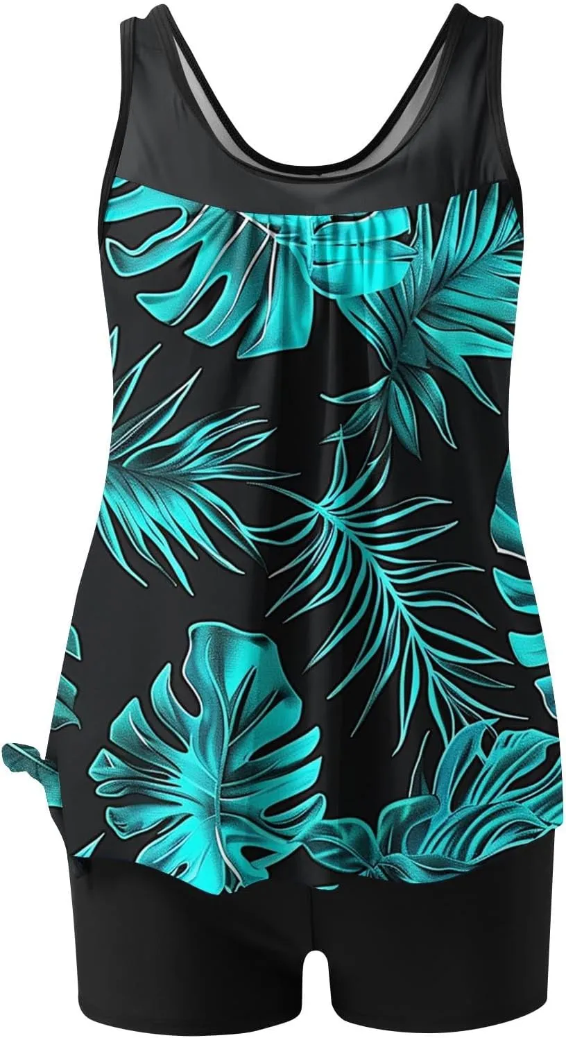 Womens Tankini Bathing Suits Two Piece Tankini Swimsuits with Shorts Plus Size High Waisted Swim Suits Tankinis 2025