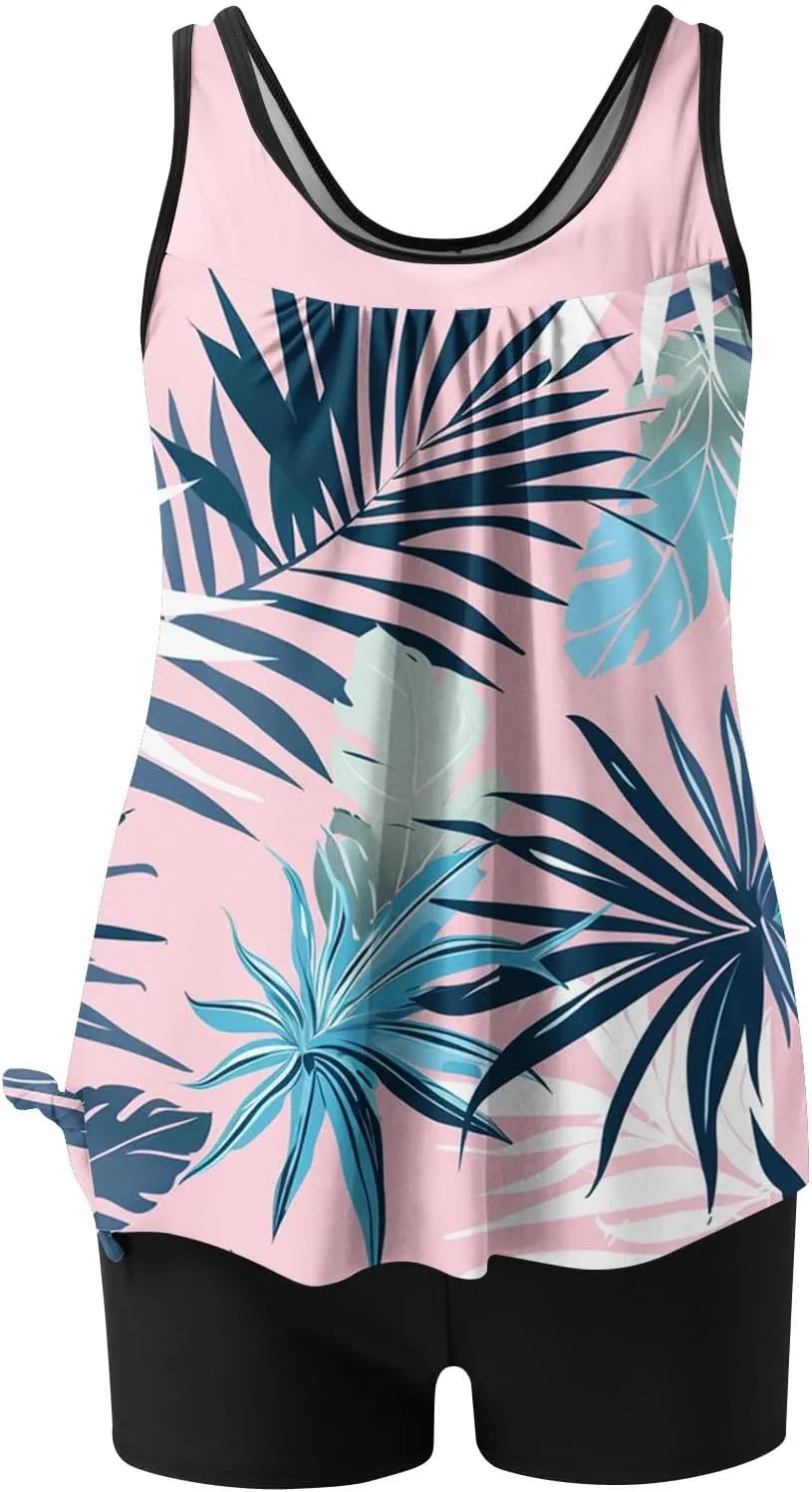 Womens Tankini Bathing Suits Two Piece Tankini Swimsuits with Shorts Plus Size High Waisted Swim Suits Tankinis 2025