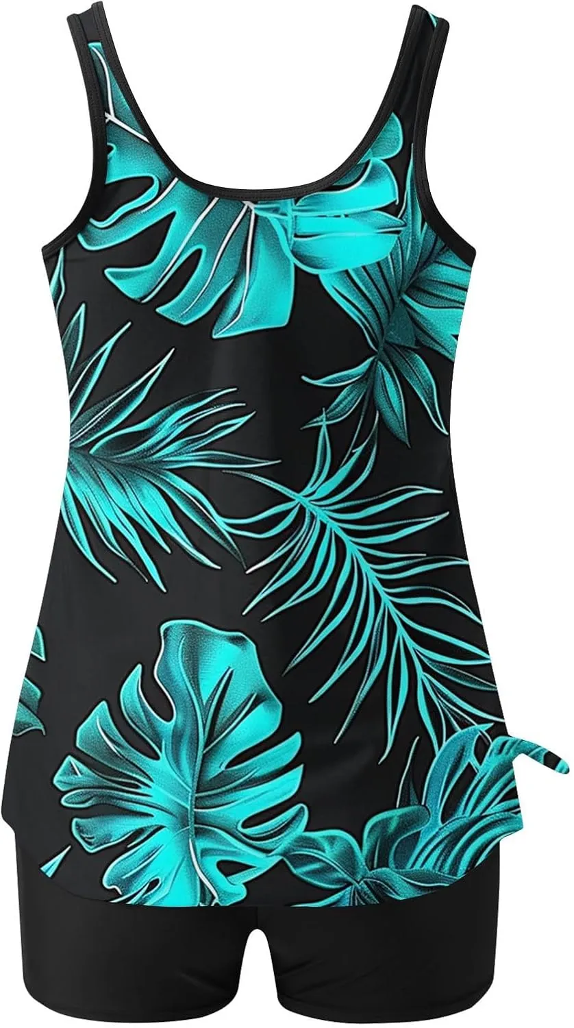 Womens Tankini Bathing Suits Two Piece Tankini Swimsuits with Shorts Plus Size High Waisted Swim Suits Tankinis 2025