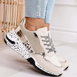 Women's Textured Sneakers with Metallic Accents