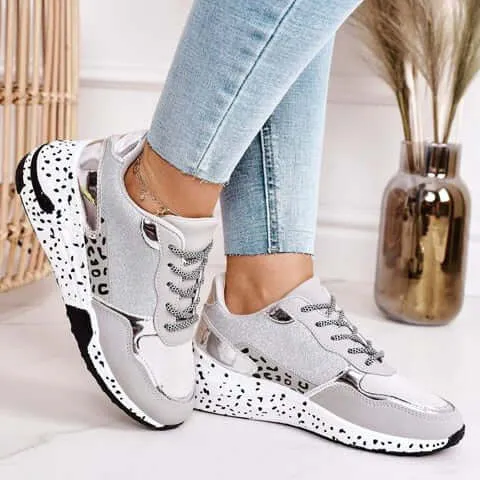 Women's Textured Sneakers with Metallic Accents