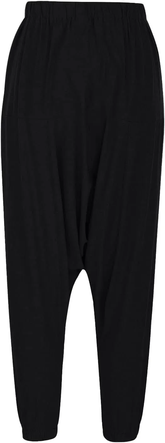XUNRYAN Men's Linen Harem Palazzo Pants Lightweight Loose Fit Long Elastic Waist Casual Beach Yoga Trousers Cropped Joggers