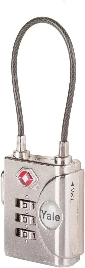 Yale TSA Approved Cable Luggage Locks with Combination for Travel, Backpack, Suitcase, and Accessories Steel