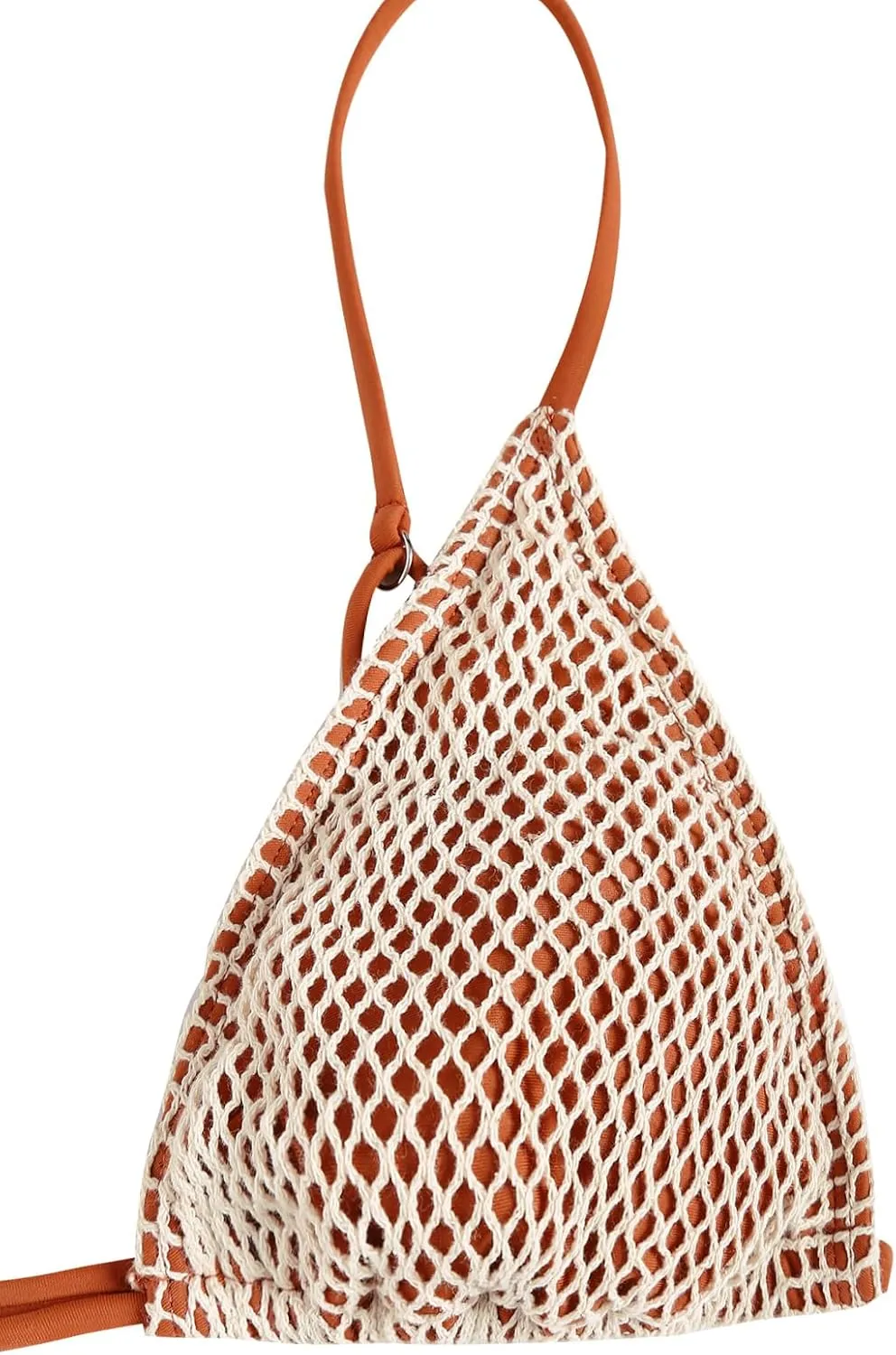 ZAFUL Women Triangle String Two Piece Bikini Fishnet Mesh Tie Shell Decor Tanga 2 Piece Swimsuit