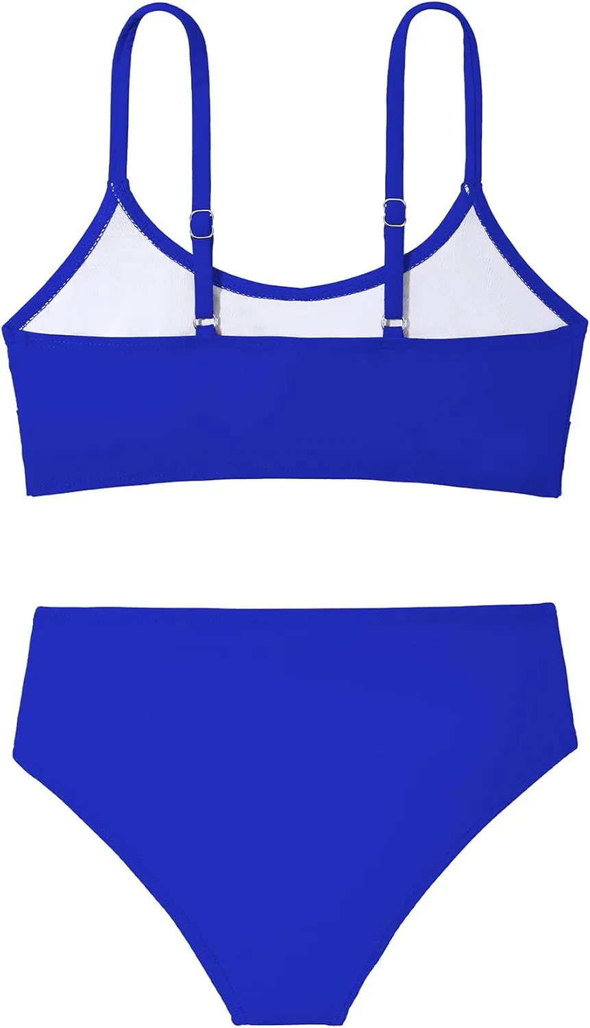 Zando Girls Swimsuit Two Piece Adjustable Strap Girls Bathing Suit Girls' Swimwear Solid Color Bikini Sets for Teens Girls