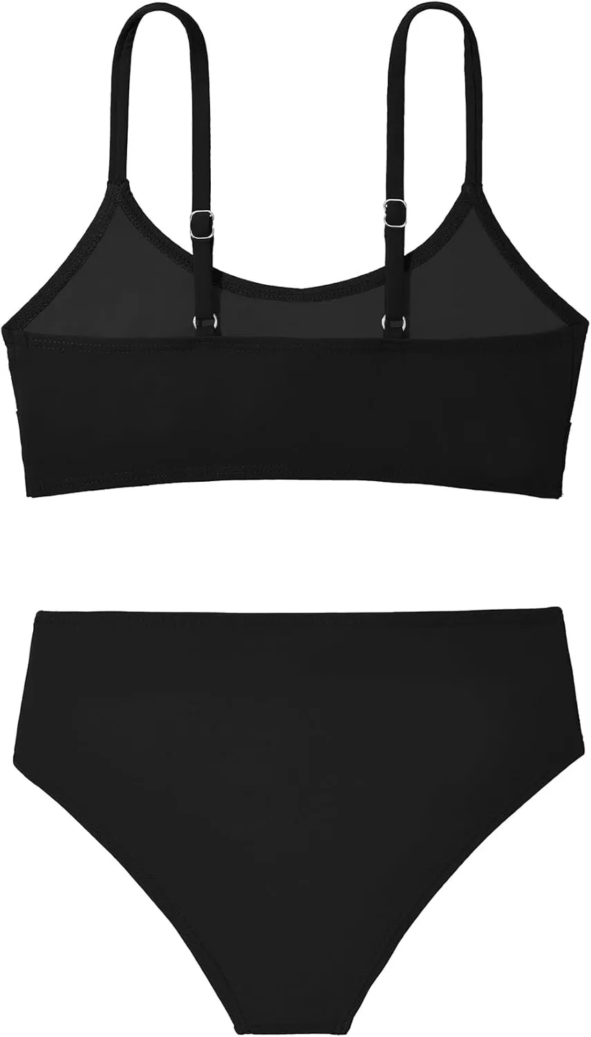 Zando Girls Swimsuit Two Piece Adjustable Strap Girls Bathing Suit Girls' Swimwear Solid Color Bikini Sets for Teens Girls